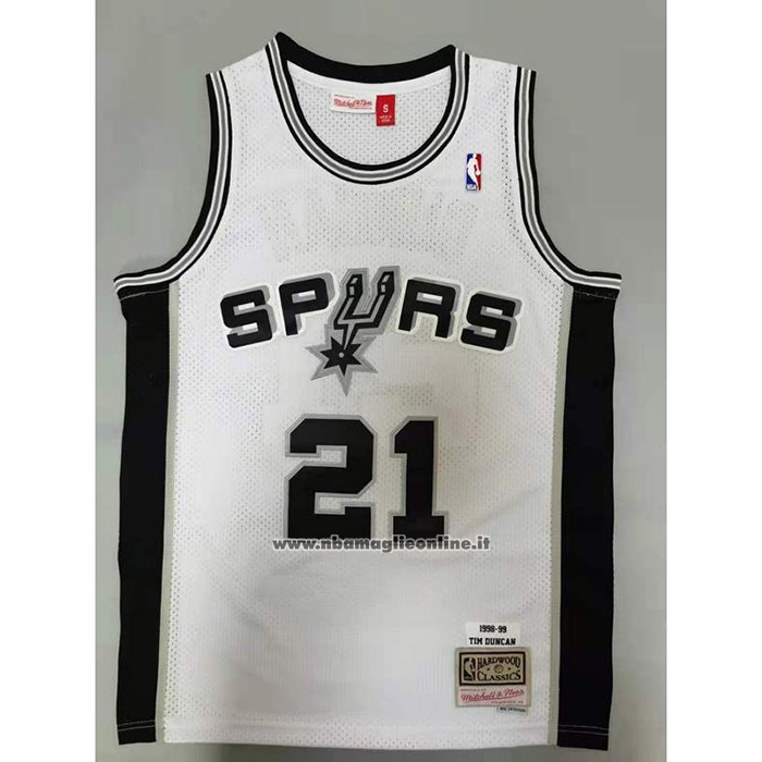 Maglia San Antonio Spurs Tim Duncan #21 Mitchell & Ness 1998-99 Bianco